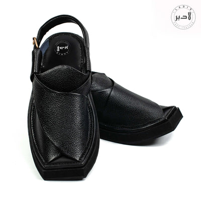 "Doted Black Ladir Kaptaan Heel Sandal - Traditional Peshawari chappal design with a contemporary twist."