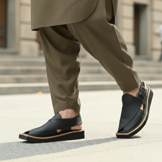 MATTE BLACK KAPTAAN Chappal (KN-105)