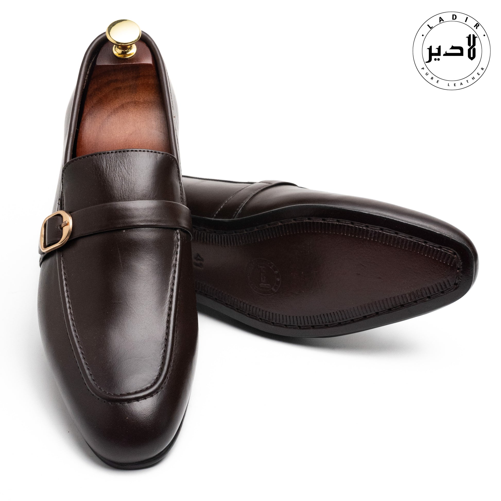 Front view of NORWICH BROWN dress shoes, showcasing the rich brown leather finish and sleek design.