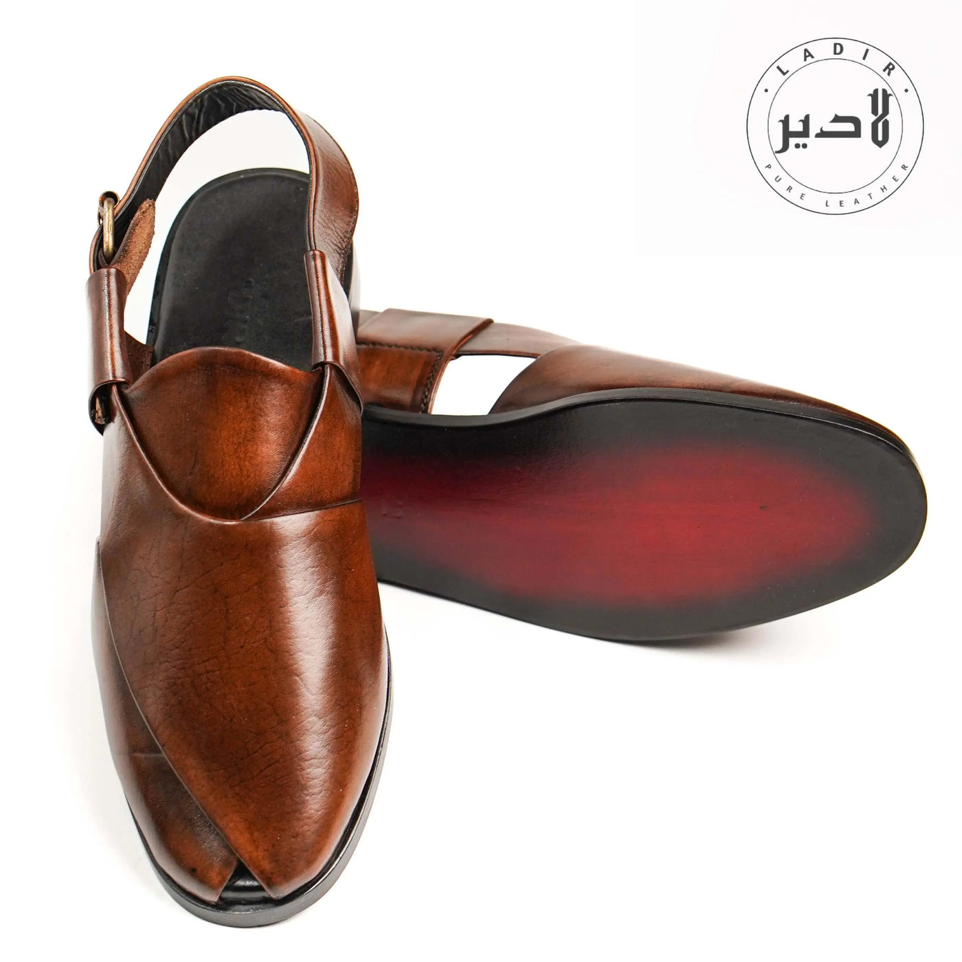 "Ladir Kaptaan Nova Brown Sandal - Adjustable strap for a personalized fit."