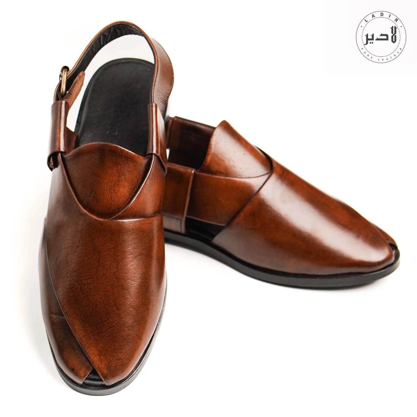 "Nova Brown Ladir Kaptaan Sandal - Luxurious leather chappal for men."