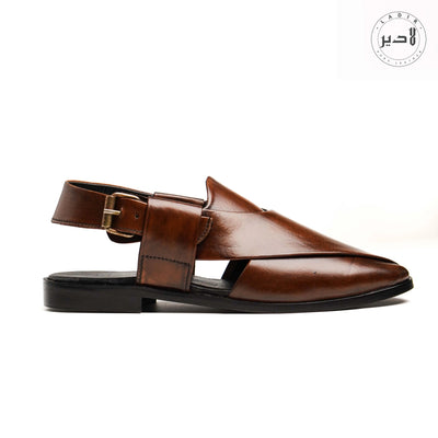 "Ladir Kaptaan Nova Brown Sandal - Elegant Peshawri chappal with premium leather."