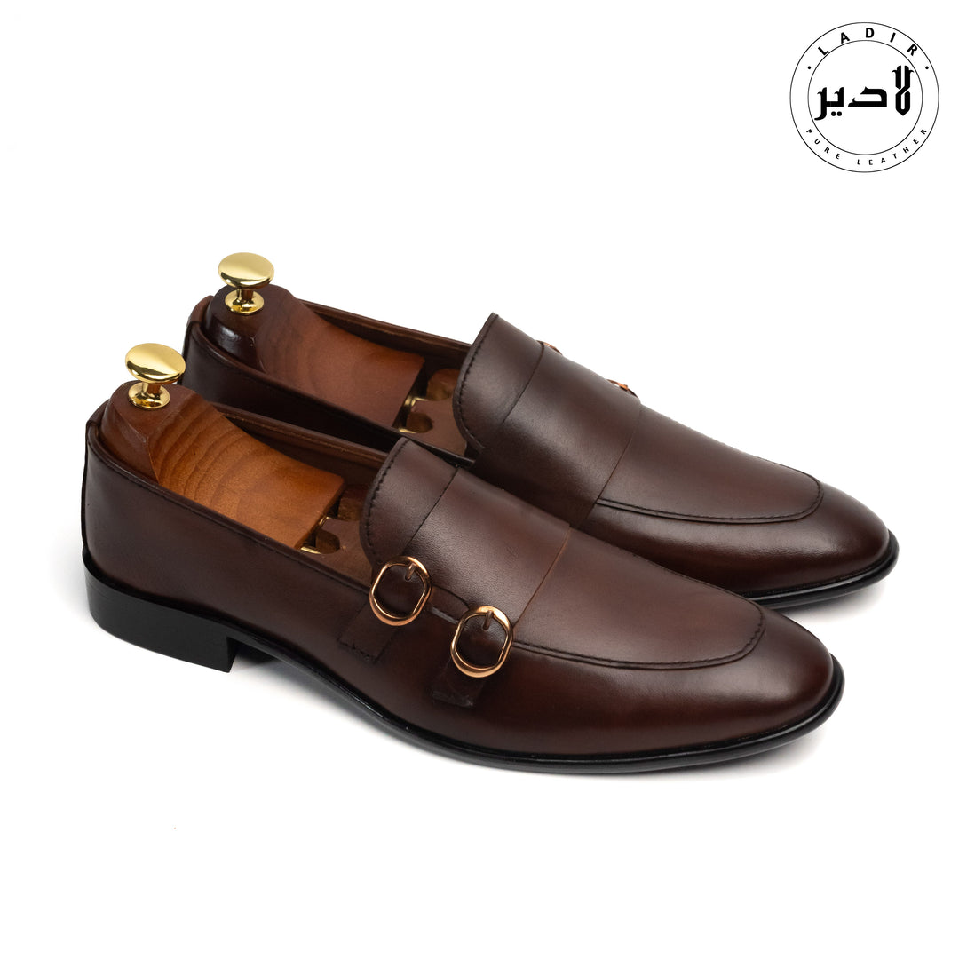 Top-down view of PLUM BROWN shoes for men, focusing on the comfortable insole and design.