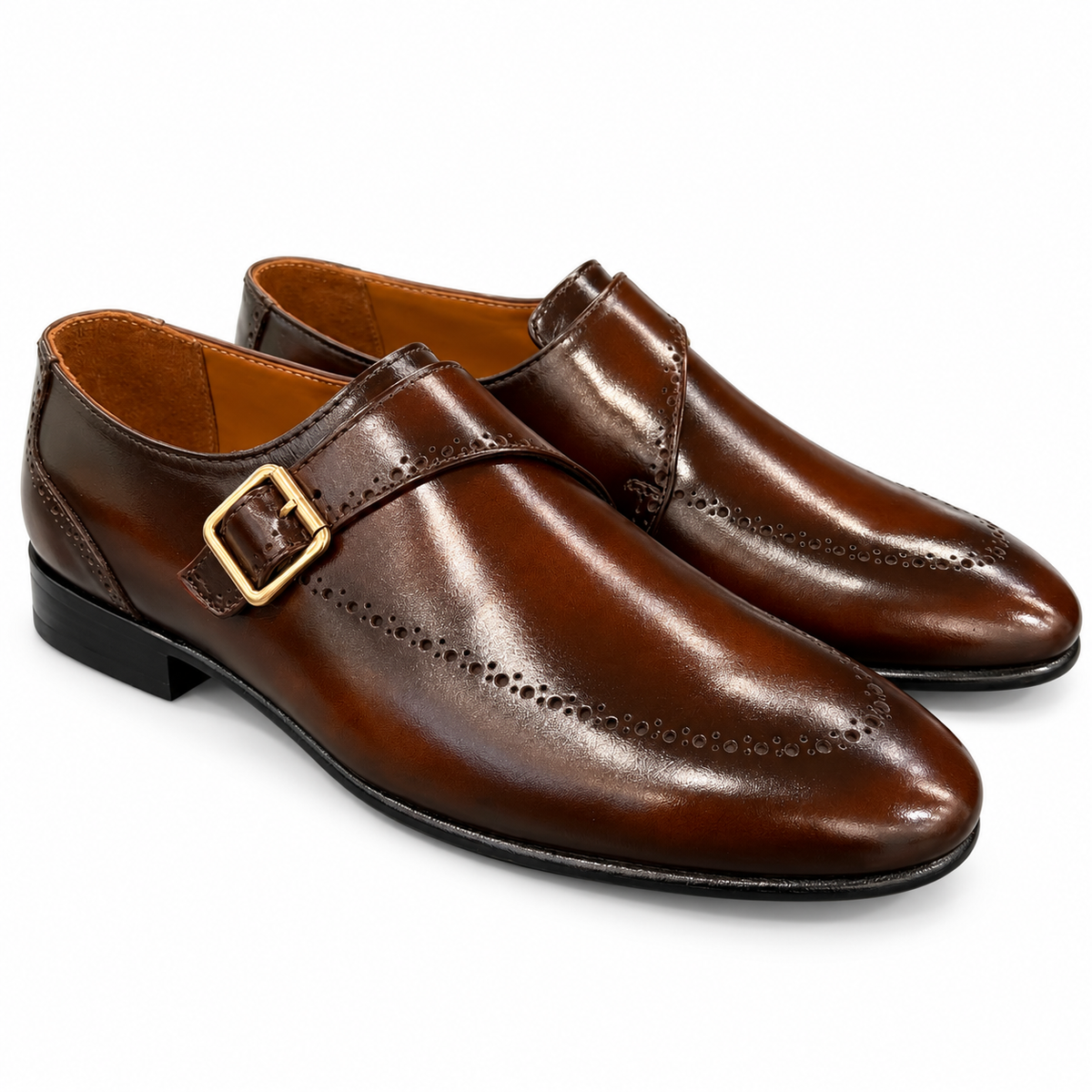 REGENT BROWN Monk Strap Shoes