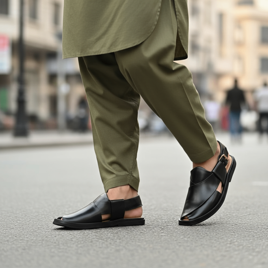 ROUND BLACK PESHAWARI Chappal