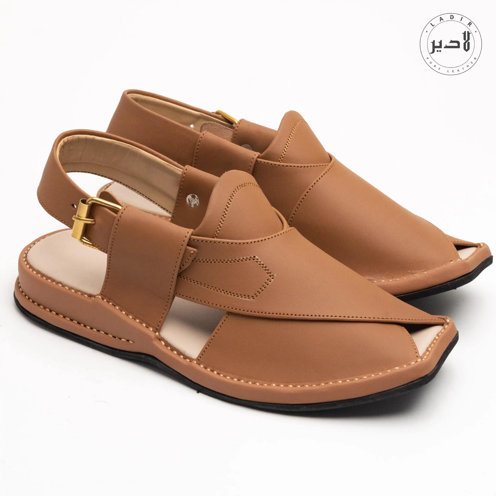 Side profile of ZALMI PERU Kaptaan Chappal showcasing its elegant craftsmanship and durable sole.