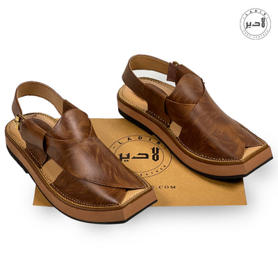 "LADIR Kaptaan Heel Double Brown Sandal - Leather layering and Padding"